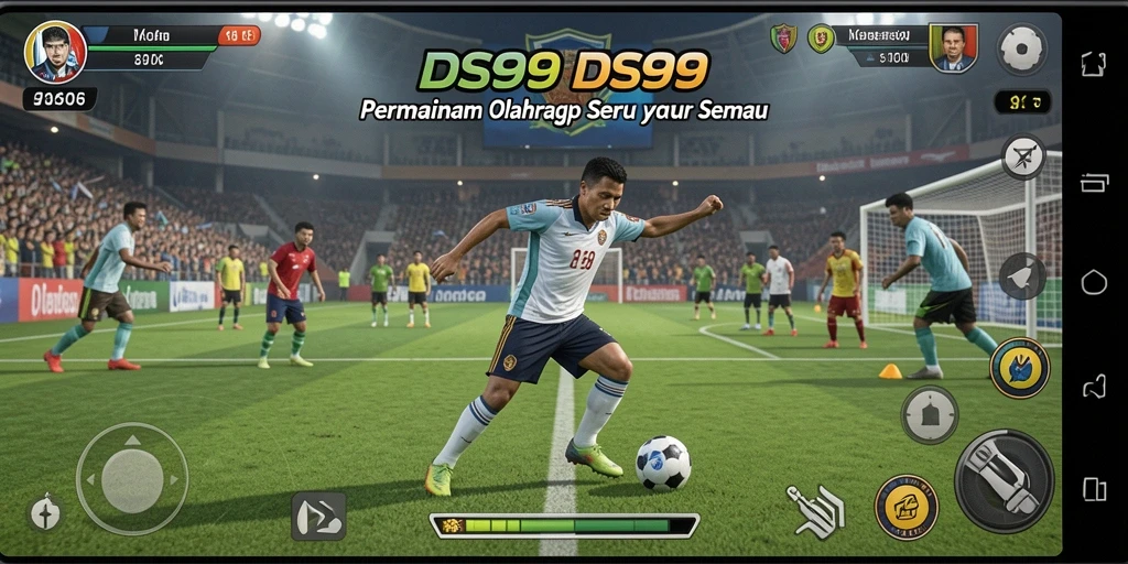 Tangkapan layar gameplay DS99 menampilkan aksi olahraga yang seru.
