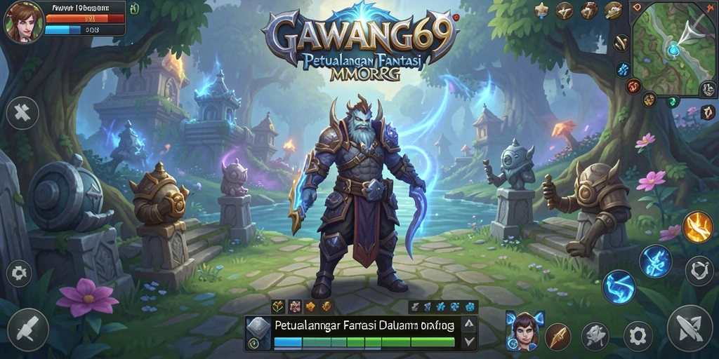 Tampilan gameplay GAWANG69 yang menampilkan pertempuran epik MMORPG.