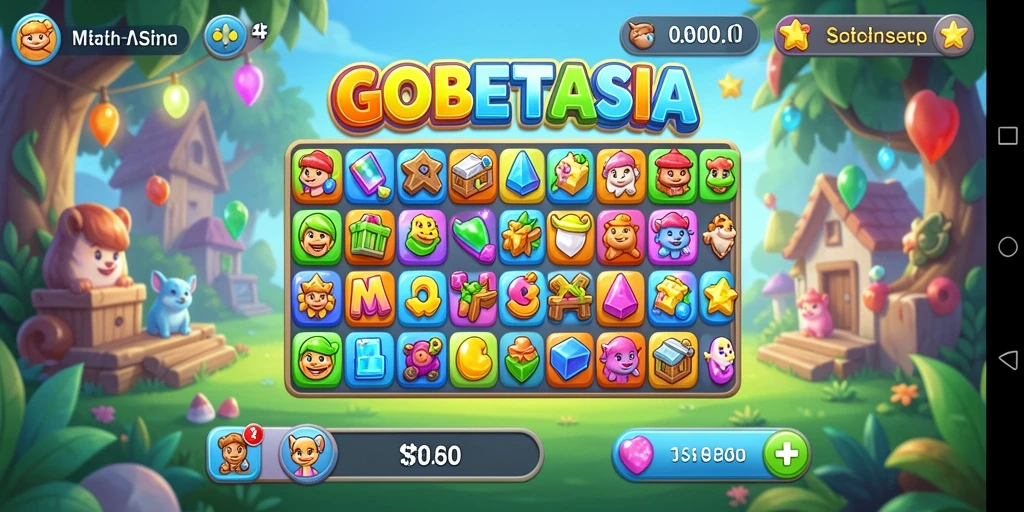 Tampilan menarik gameplay GOBETASIA dengan objek warna-warni.