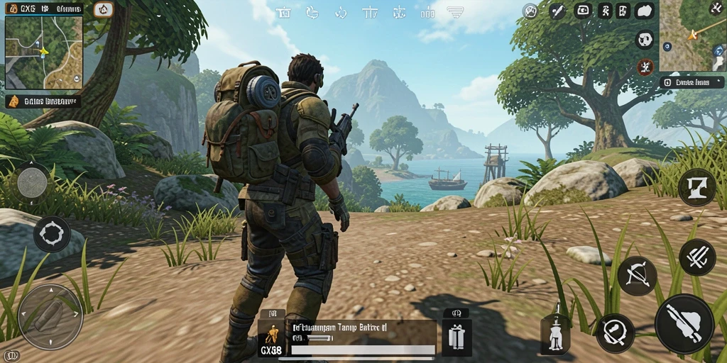 Tangkapan layar gameplay GX88 yang menampilkan eksplorasi dunia terbuka yang menakjubkan.
