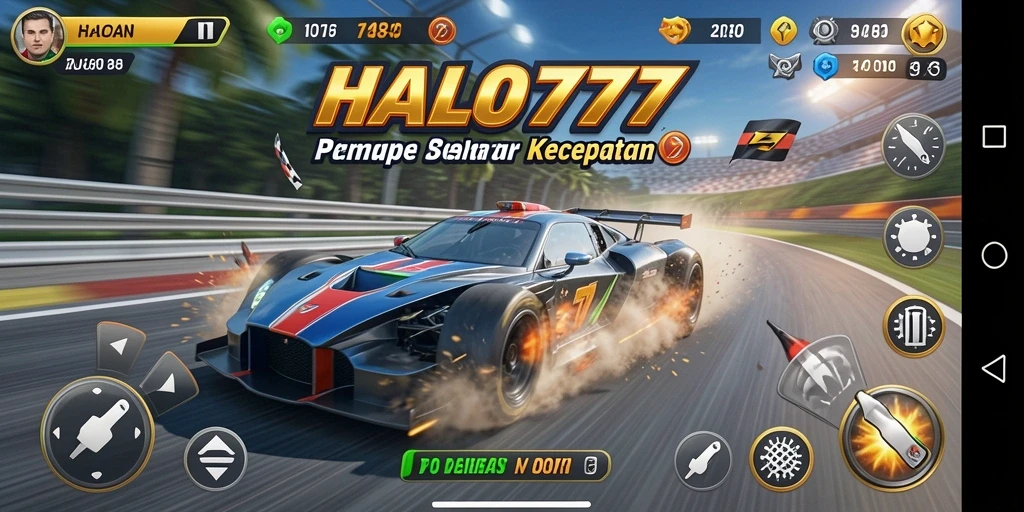 Tampilan gameplay HALO777 yang mendebarkan dan penuh aksi balap.