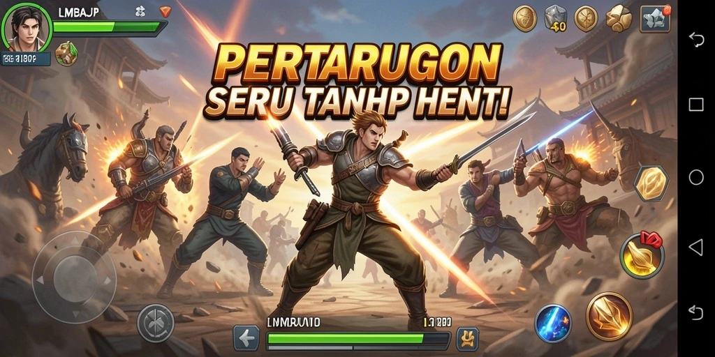 Tampilan gameplay <strong>LMBAJP</strong> yang mendebarkan dan penuh aksi.