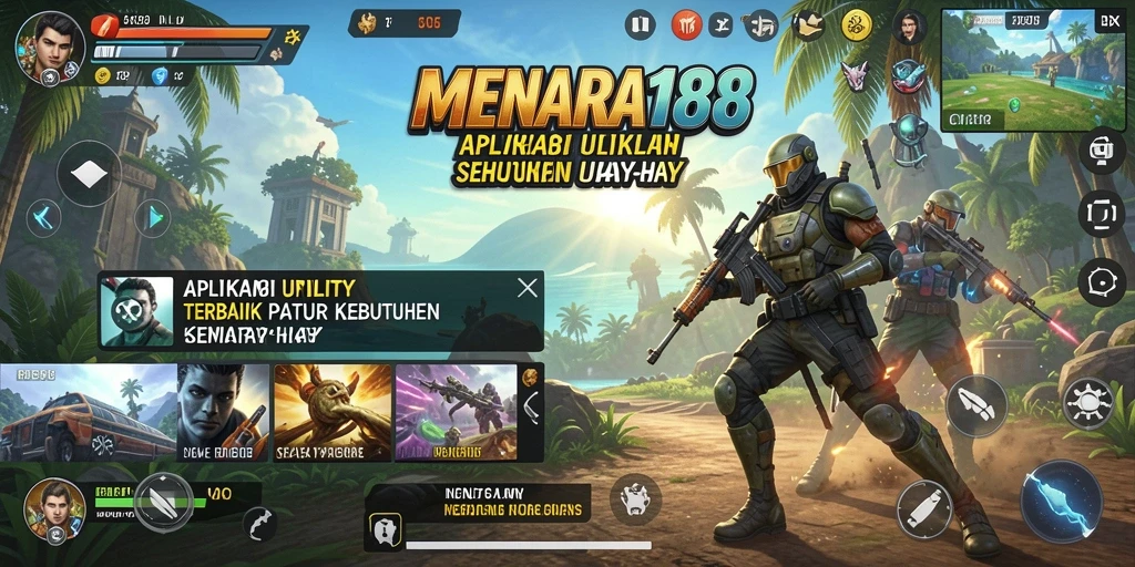 Tampilan utama aplikasi MENARA188 yang menampilkan berbagai fitur Utility.