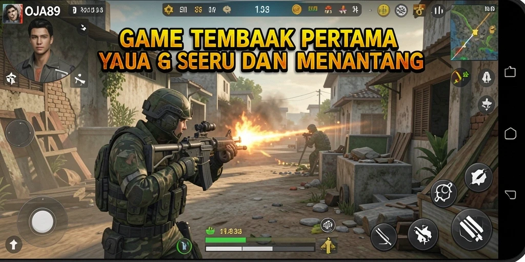 Tangkapan layar OJA89 menampilkan aksi tembak-menembak yang intens.