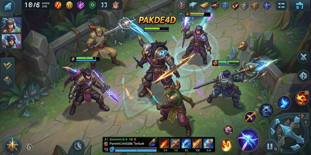 Tampilan seru gameplay PAKDE4D dalam aksi pertempuran MOBA.