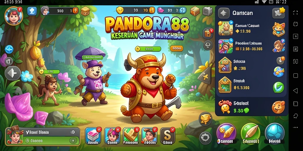 Tampilan gameplay menarik dengan grafis yang ceria dan penuh warna.
