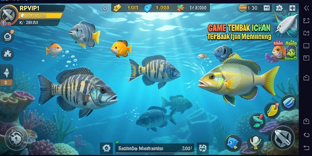 Tampilan aksi tembak ikan yang seru dan penuh warna dalam game RPVIP1.