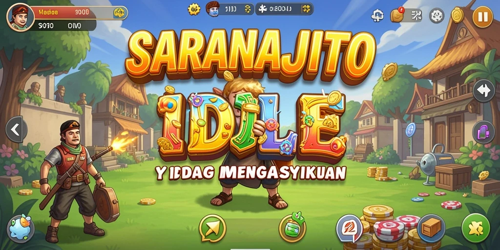 Tangkapan layar utama SARANAJITU menampilkan gameplay Idle yang santai.