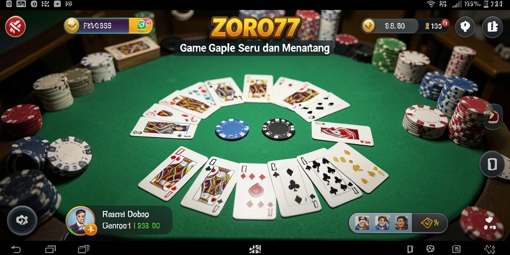 Gameplay Gaple ZORO77 dengan antarmuka yang menarik.